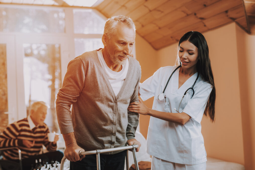 Hospice Patient Using Walker